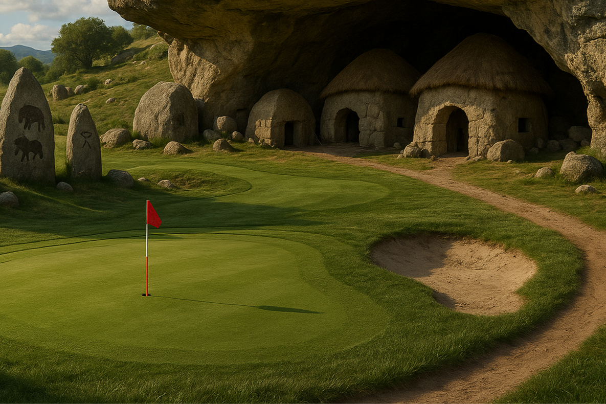 Creative golf apparel displayed in catalog.
