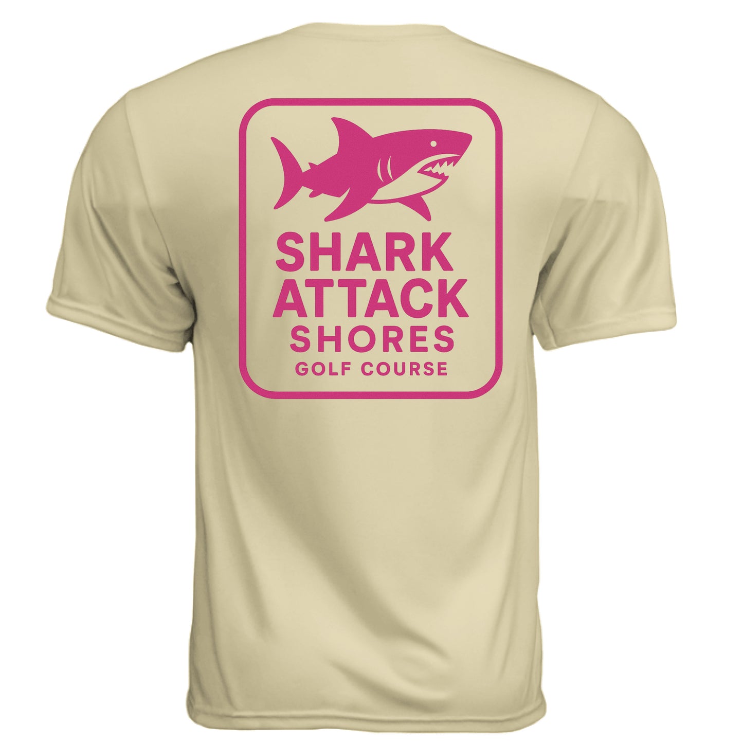 Course Shark Attack Golf Graphic Tee – Moisture-Wicking Tee back design from Clubbage
