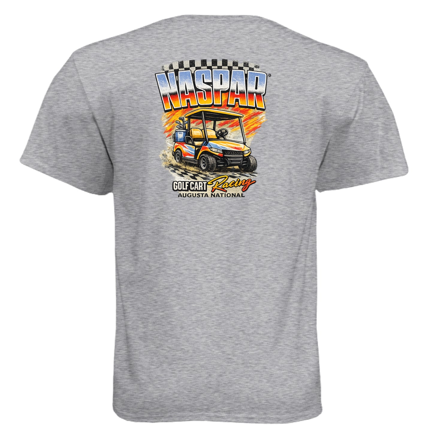 Golf Cart Racing Golf Graphic Tee – Soft Tri-Blend Tee back design from Clubbage