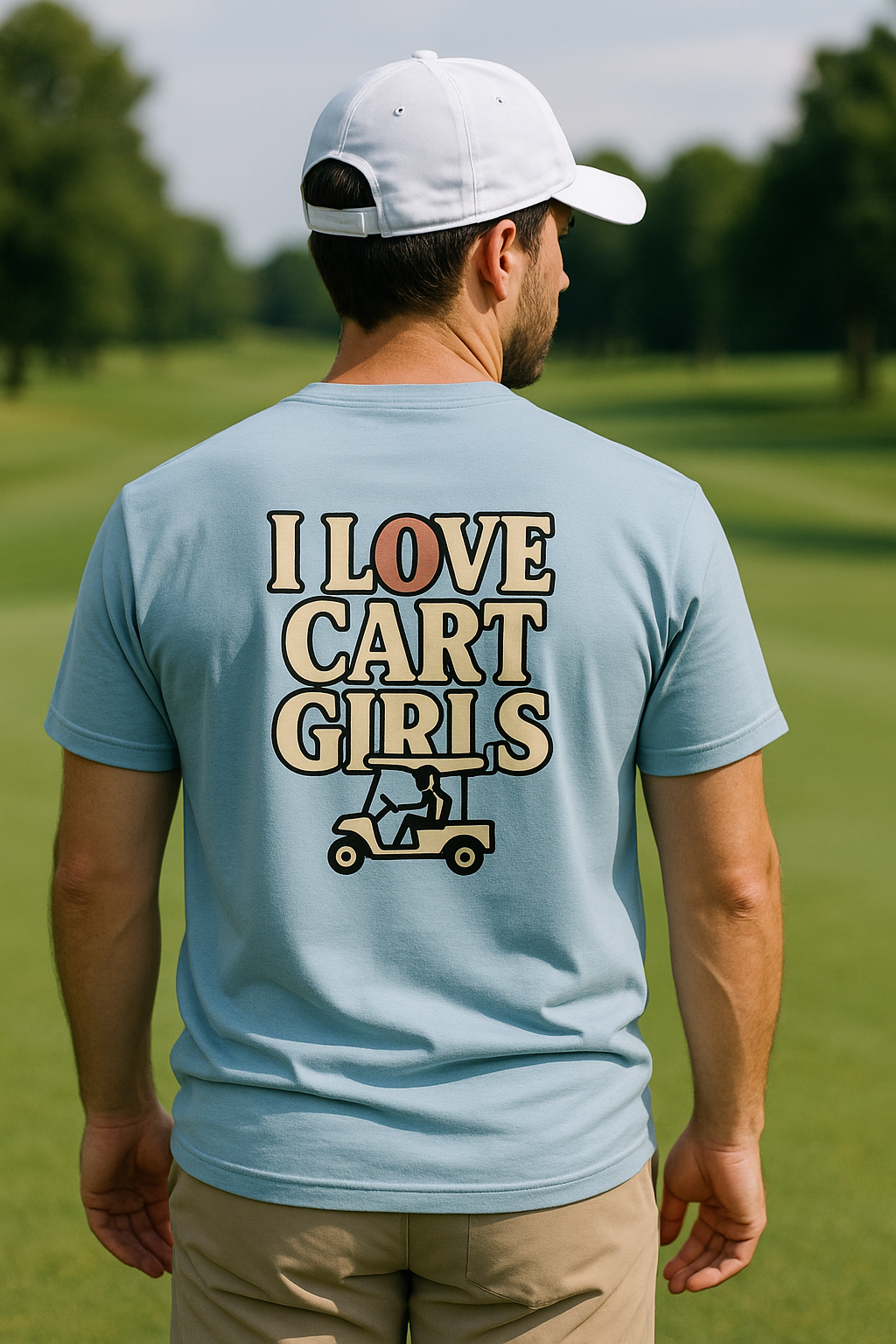 Bold golf ball art T-shirt with clean design.