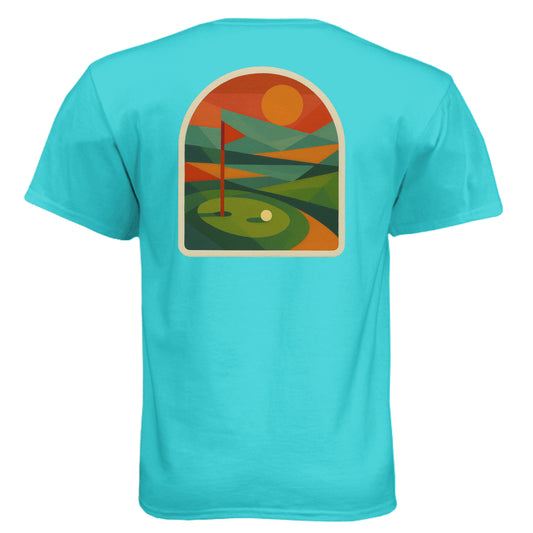 Sunset 1 Golf Graphic Tee – Soft Tri-Blend Tee back design from Clubbage