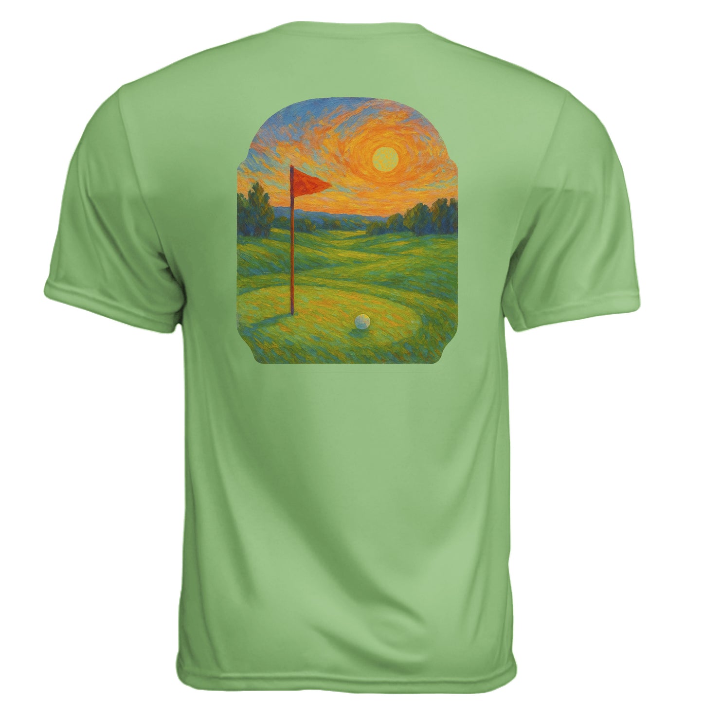 Sunset 4 Vintage Golf Shirt – Moisture-Wicking Tee back design from Clubbage