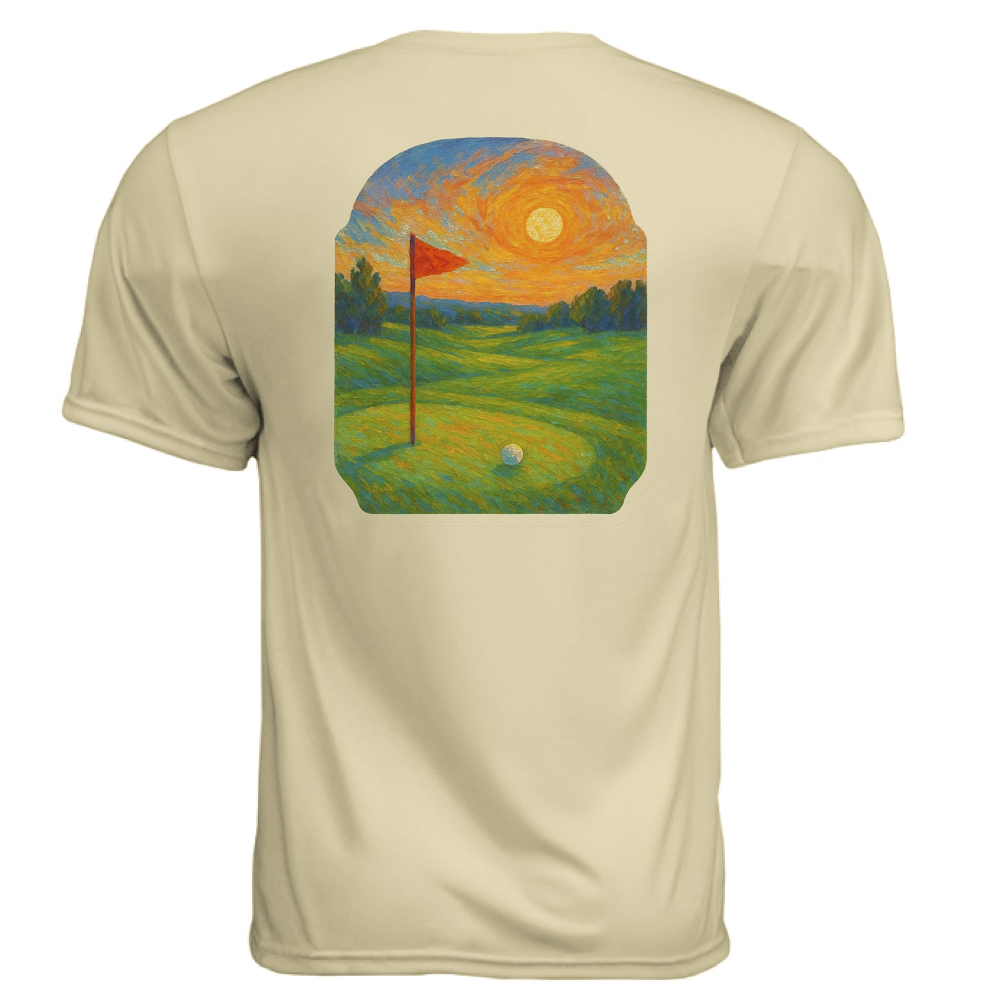 Sunset 4 Vintage Golf Shirt – Moisture-Wicking Tee back design from Clubbage