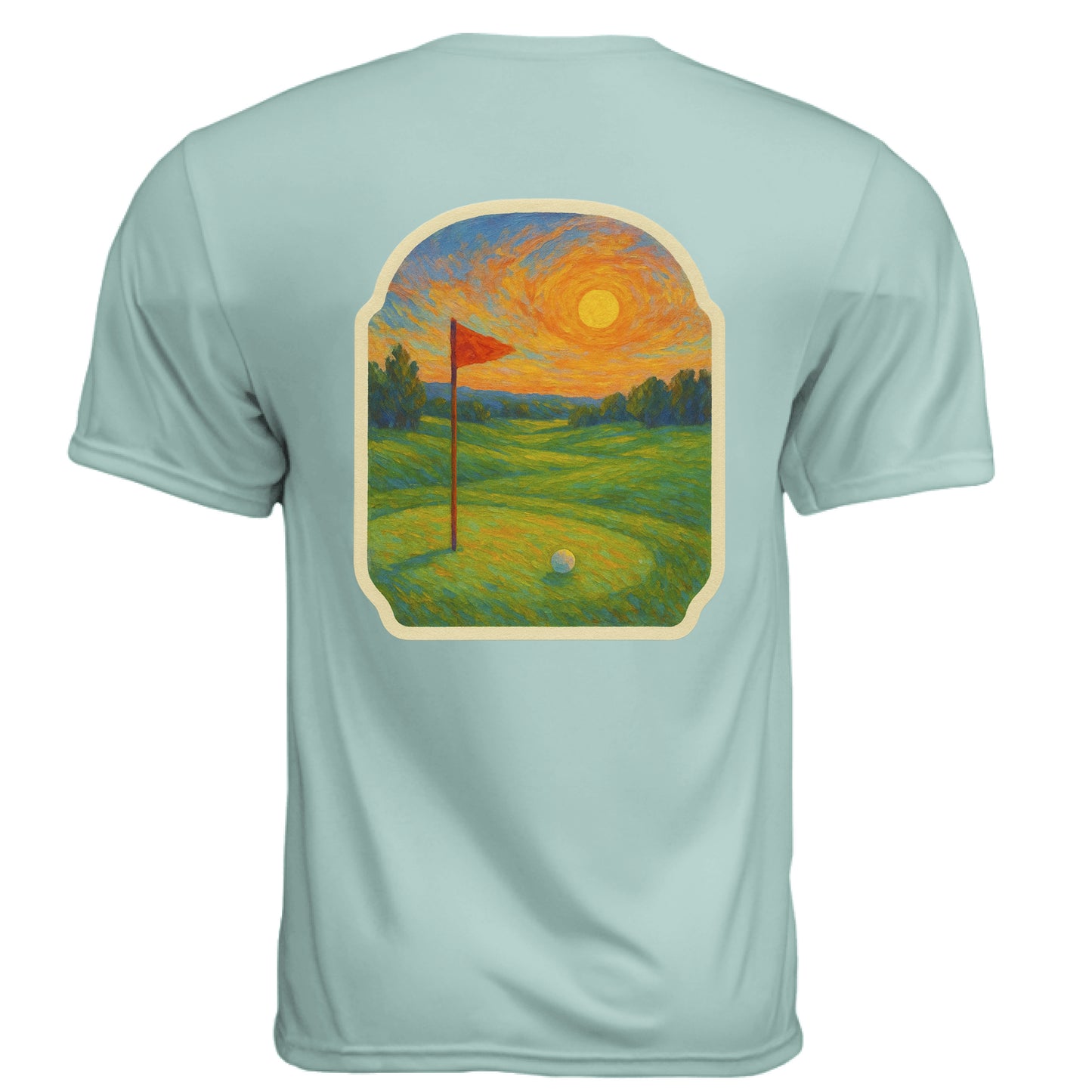 Sunset 4 Vintage Golf Shirt – Moisture-Wicking Tee back design from Clubbage