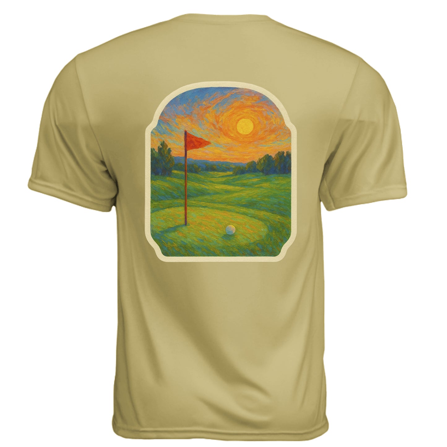 Sunset 4 Vintage Golf Shirt – Moisture-Wicking Tee back design from Clubbage