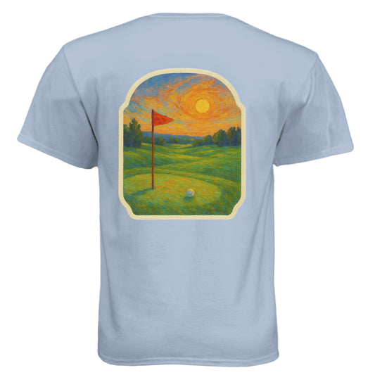 Sunset 4 Vintage Golf Shirt – Soft Tri-Blend Tee back design from Clubbage