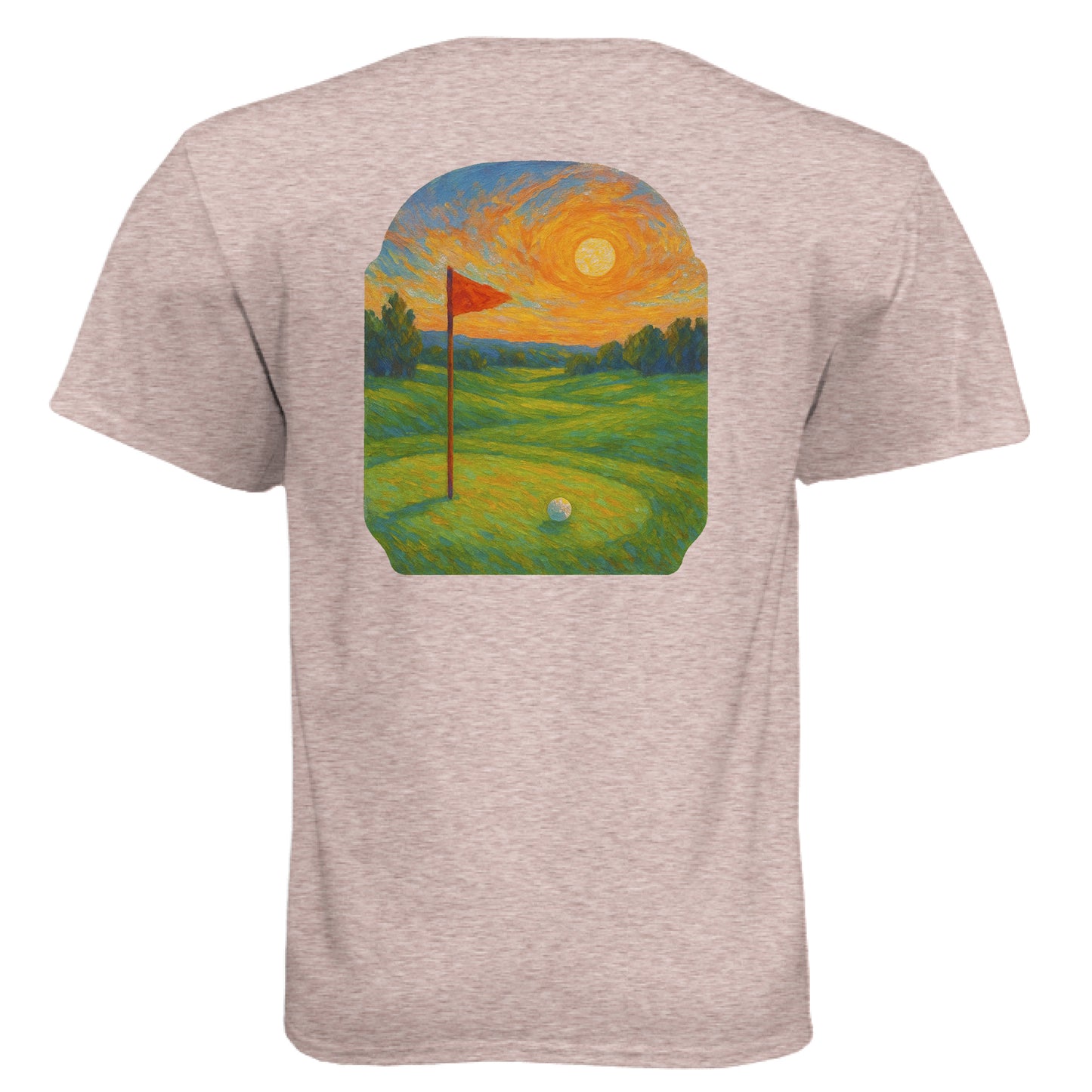 Sunset 4 Vintage Golf Shirt – Soft Tri-Blend Tee back design from Clubbage