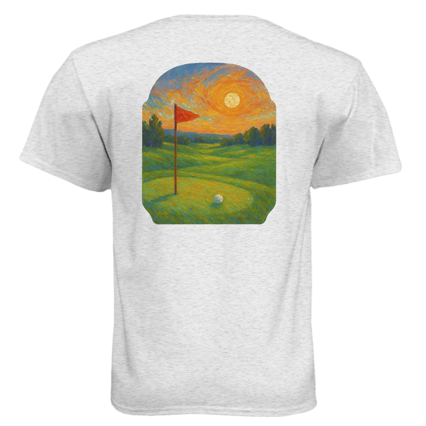 Sunset 4 Vintage Golf Shirt – Soft Tri-Blend Tee back design from Clubbage