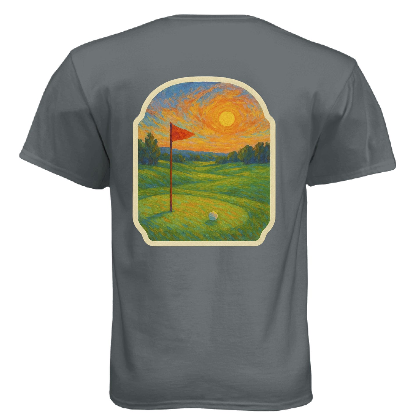 Sunset 4 Vintage Golf Shirt – Soft Tri-Blend Tee back design from Clubbage