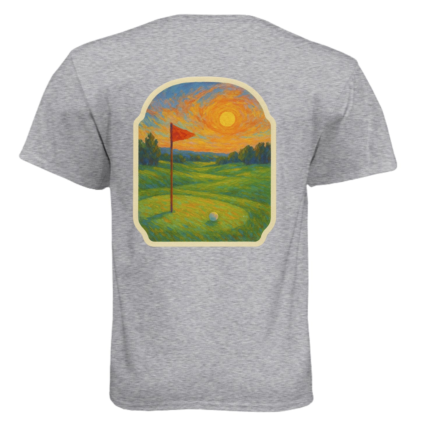 Sunset 4 Vintage Golf Shirt – Soft Tri-Blend Tee back design from Clubbage