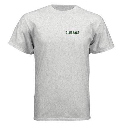 Go Ballz Deep. No Apologies. Mature Golf Humor Shirt – Soft Tri-Blend Tee front logo view from Clubbage
