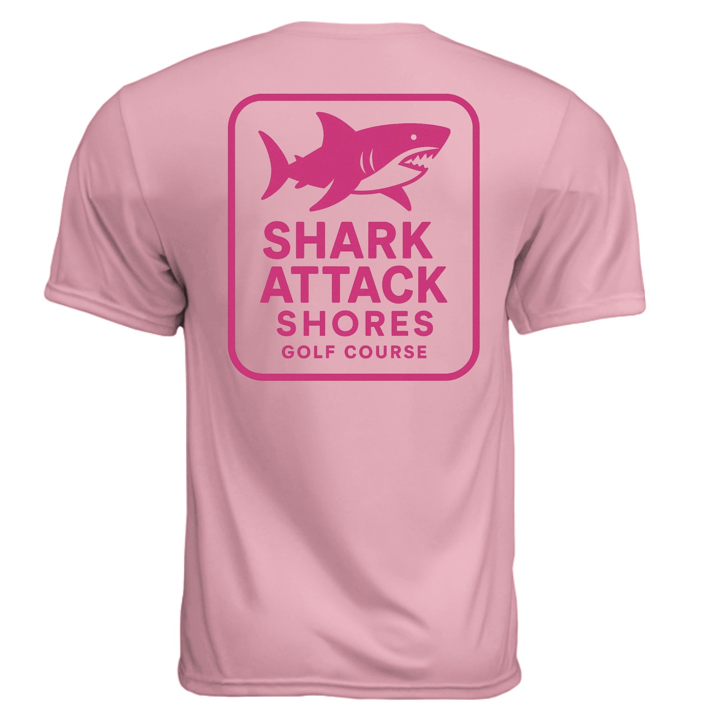 Course Shark Attack Golf Graphic Tee – Moisture-Wicking Tee back design from Clubbage