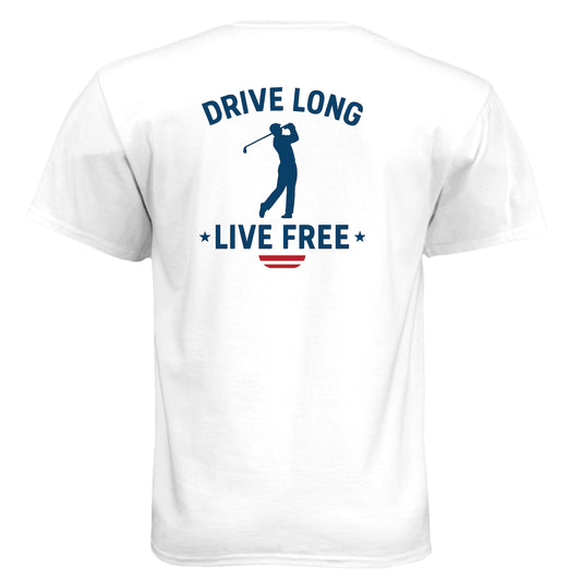 Drive Long Live Free Patriotic Golf Shirt – Soft Tri-Blend Tee from Clubbage