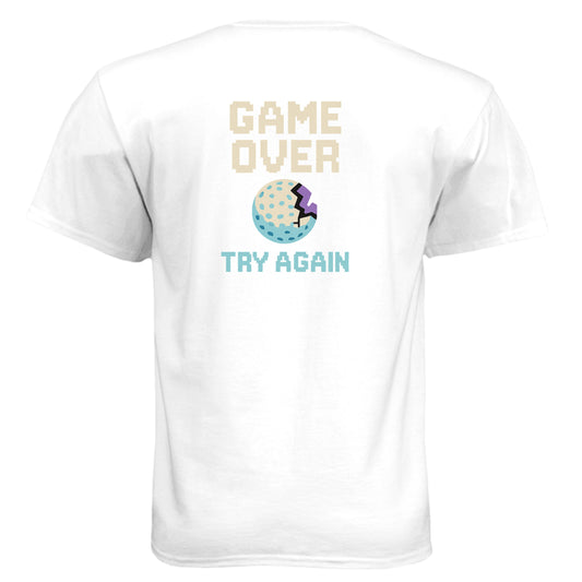 tag print area for Arcade Game Over Vintage Golf Shirt – Soft Tri-Blend Tee from Clubbage