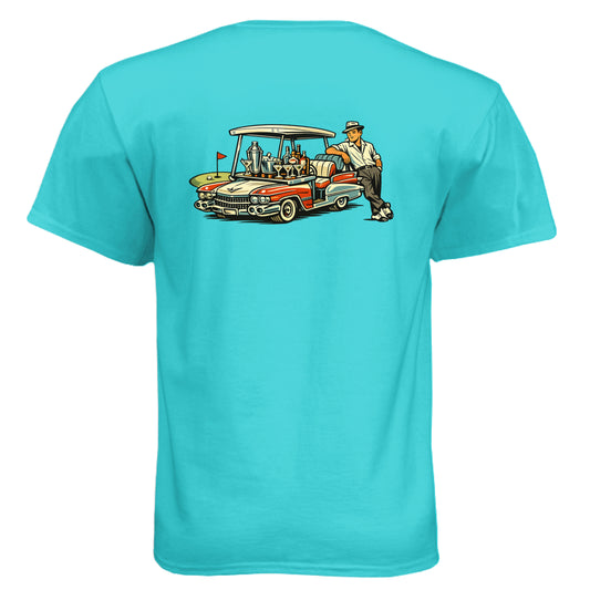 Classic Car Vintage Golf Shirt – Soft Tri-Blend Tee back design from Clubbage