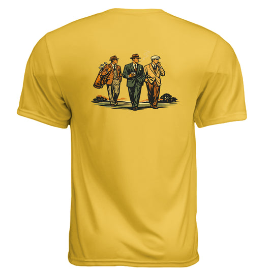 Classic Three Golfers Vintage Golf Shirt – Moisture-Wicking Tee back design from Clubbage
