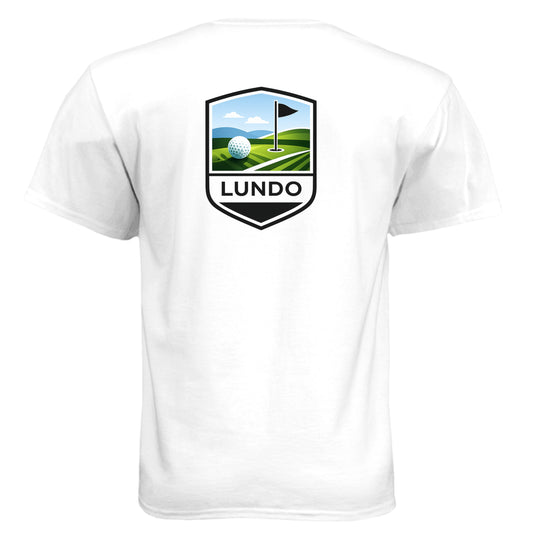 White Custom Golf Shirt – Custom Custom - Lundo Custom Golf Shirt – Soft Tri-Blend Tee back design from Clubbage