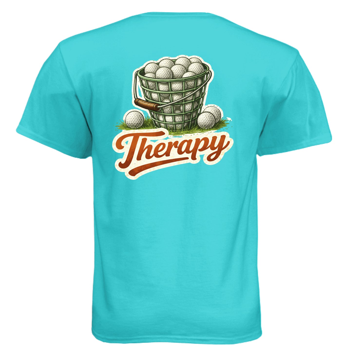 Therapy Funny Golf Shirt – Soft Tri-Blend Tee back design from Clubbage