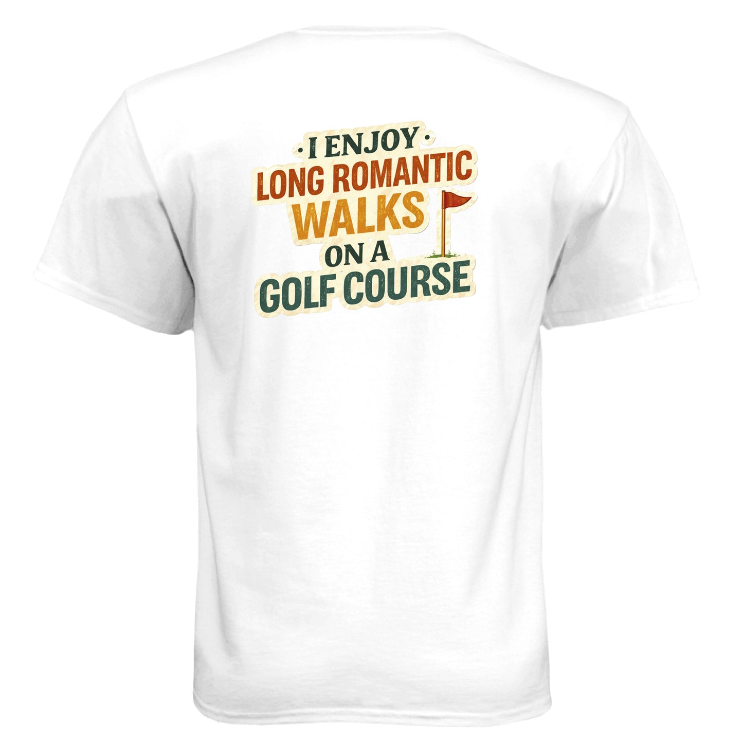 Romantic Walks Funny Golf Shirt – Soft Tri-Blend Tee back design from Clubbage
