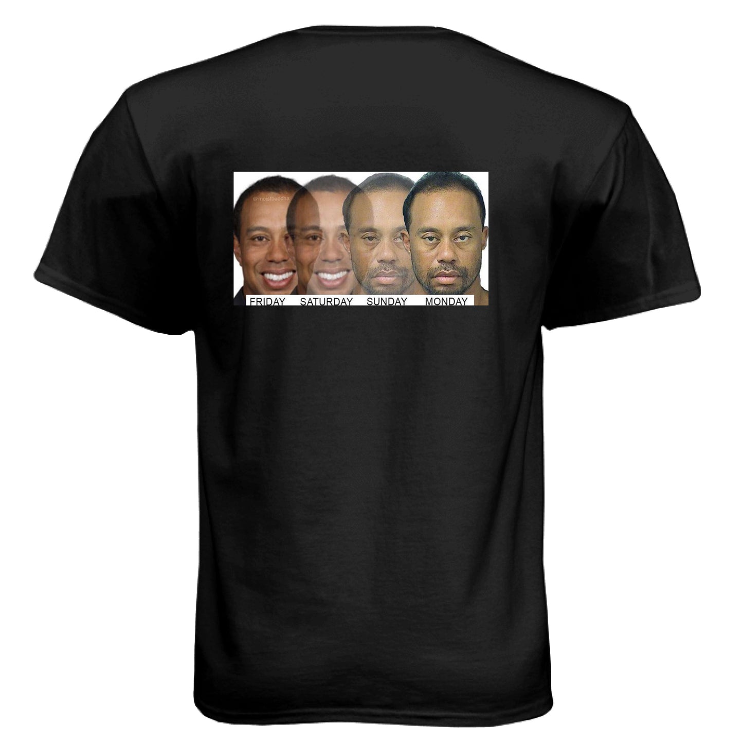 Meme Tiger Funny Golf Shirt – Soft Tri-Blend Tee back design from Clubbage