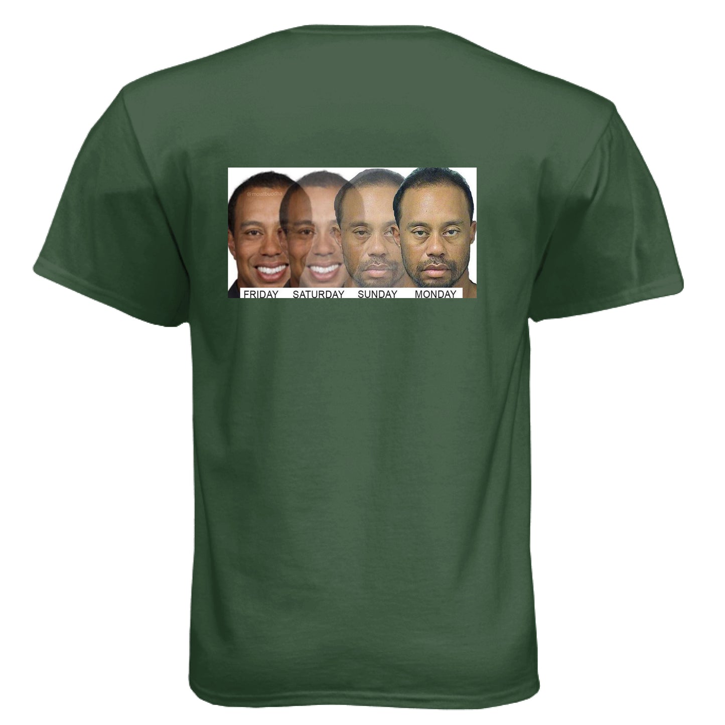 Meme Tiger Funny Golf Shirt – Soft Tri-Blend Tee back design from Clubbage
