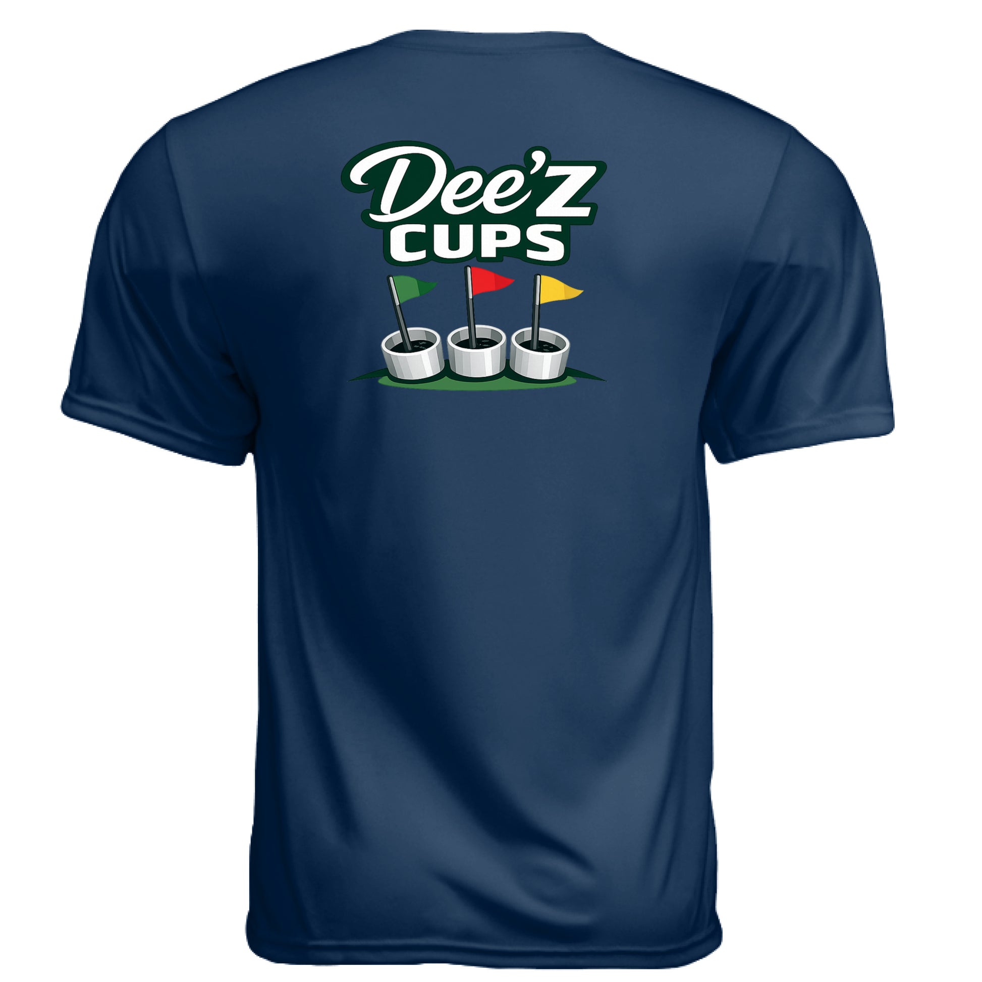 Deez Cups Mature Golf Humor Shirt – Moisture-Wicking Tee back design from Clubbage