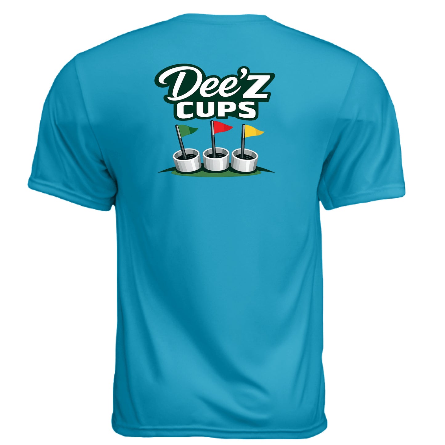 Deez Cups Mature Golf Humor Shirt – Moisture-Wicking Tee back design from Clubbage