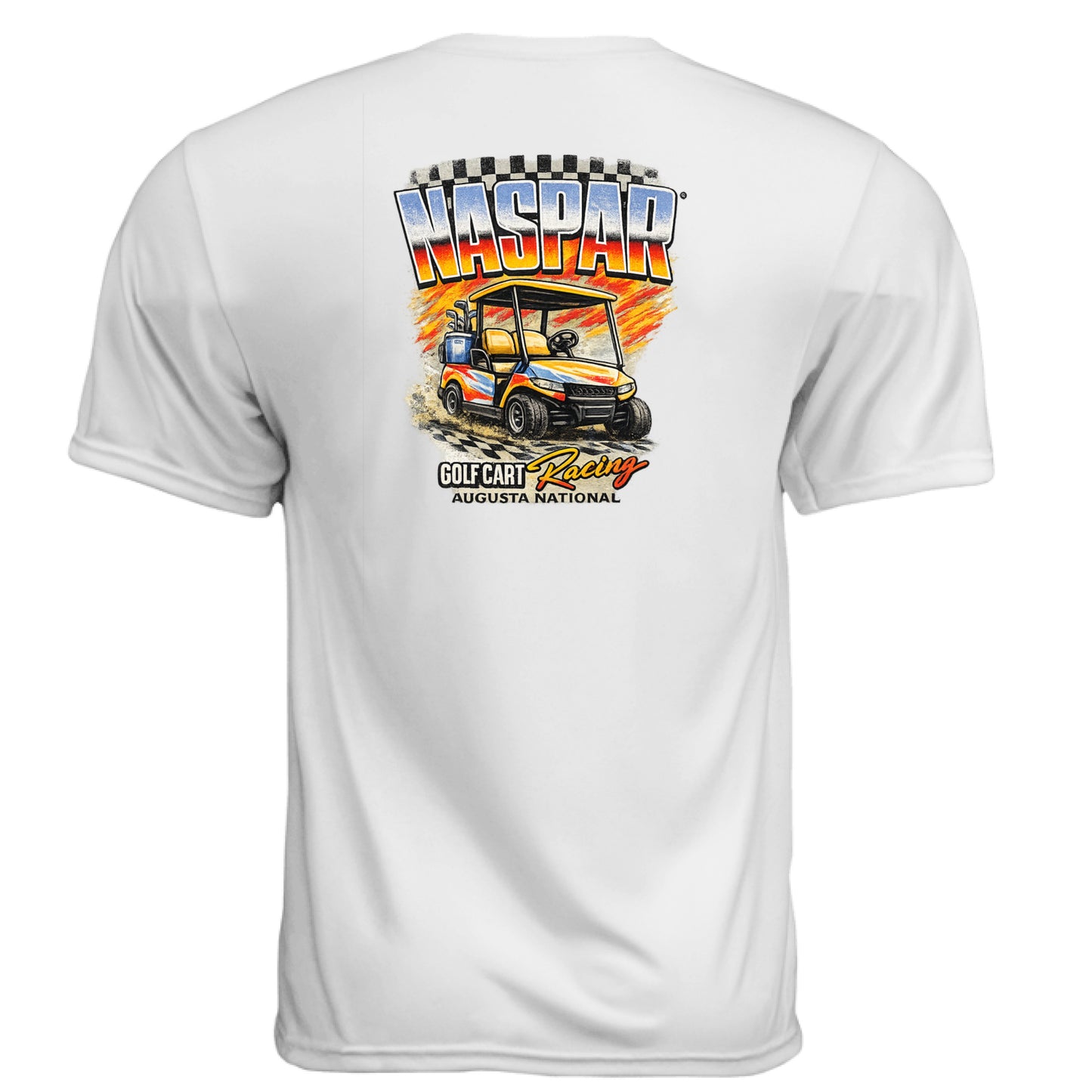Golf Cart Racing Golf Graphic Tee – Moisture-Wicking Tee back design from Clubbage