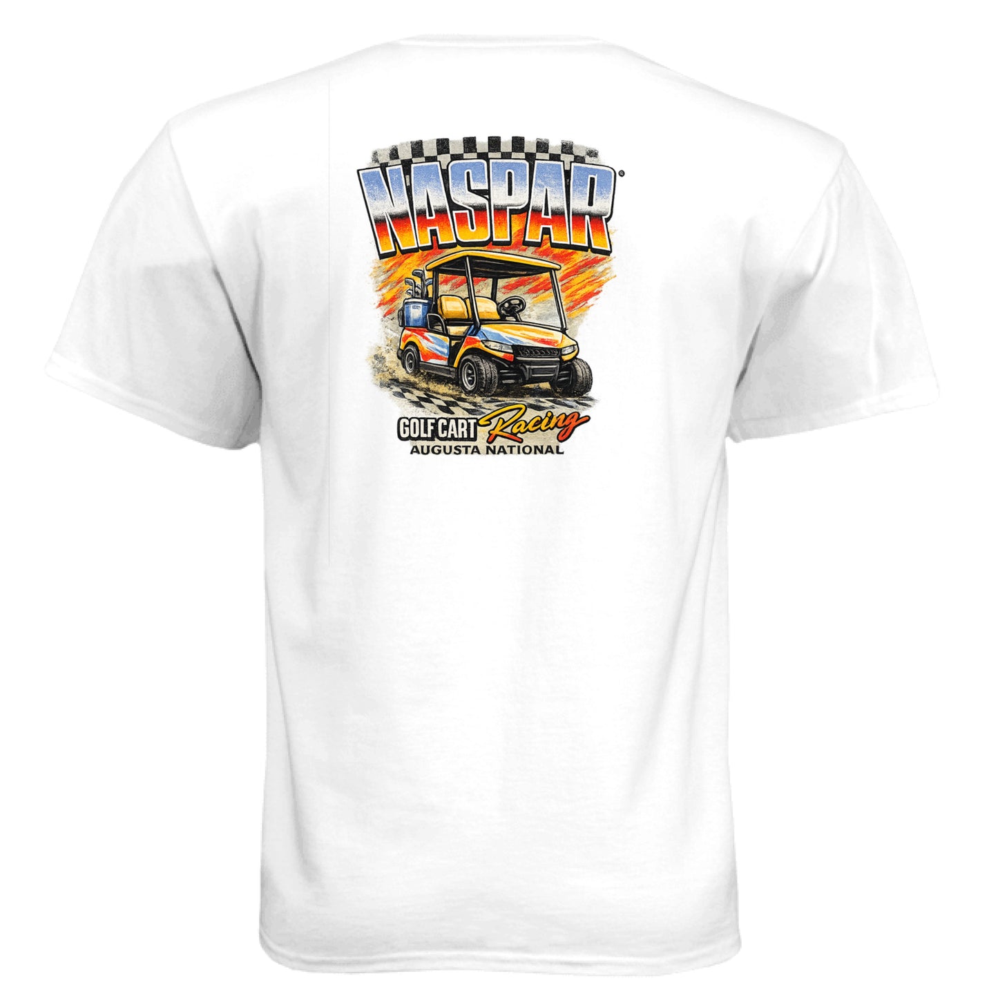 Golf Cart Racing Golf Graphic Tee – Soft Tri-Blend Tee back design from Clubbage