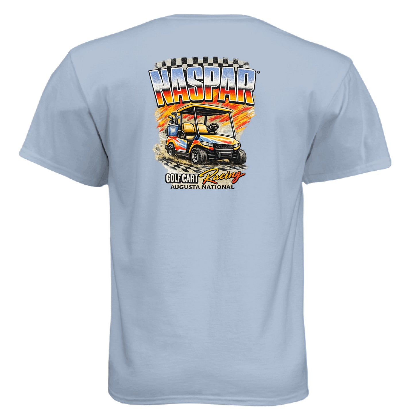 Golf Cart Racing Golf Graphic Tee – Soft Tri-Blend Tee back design from Clubbage