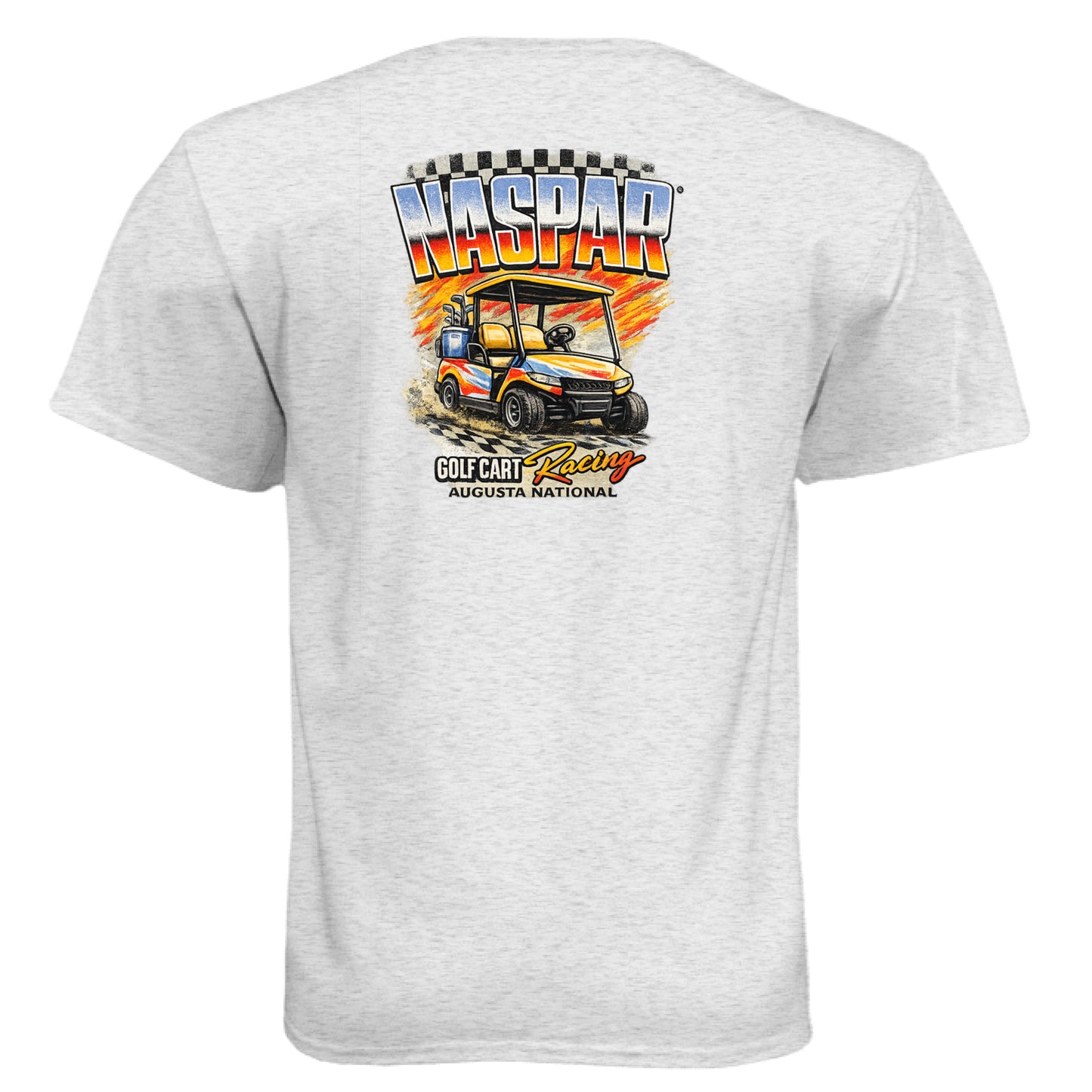 Golf Cart Racing Golf Graphic Tee – Soft Tri-Blend Tee back design from Clubbage