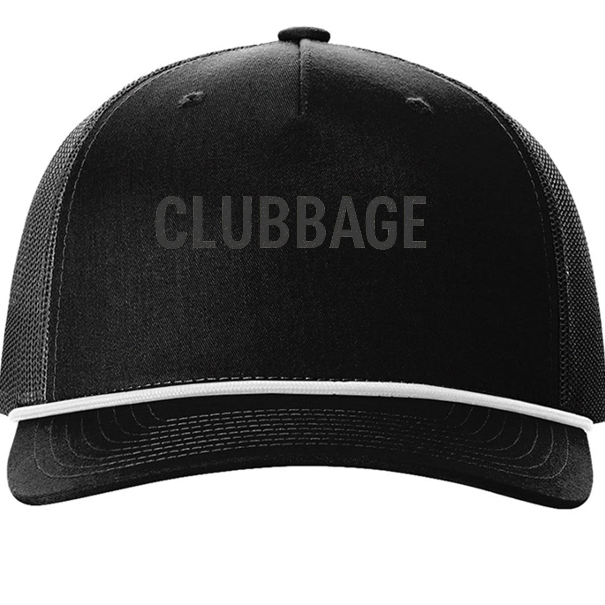 Your Clubbage Merch – Clubbage Rope Cap Golf Hat front view from Clubbage