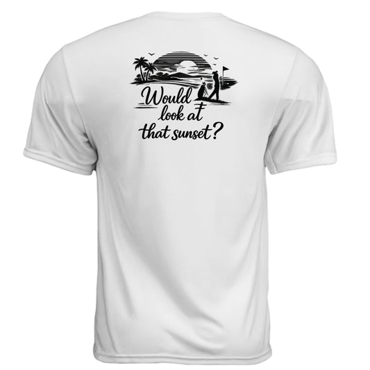 Look at That Sunset Vintage Golf Shirt – Moisture-Wicking Tee back design from Clubbage