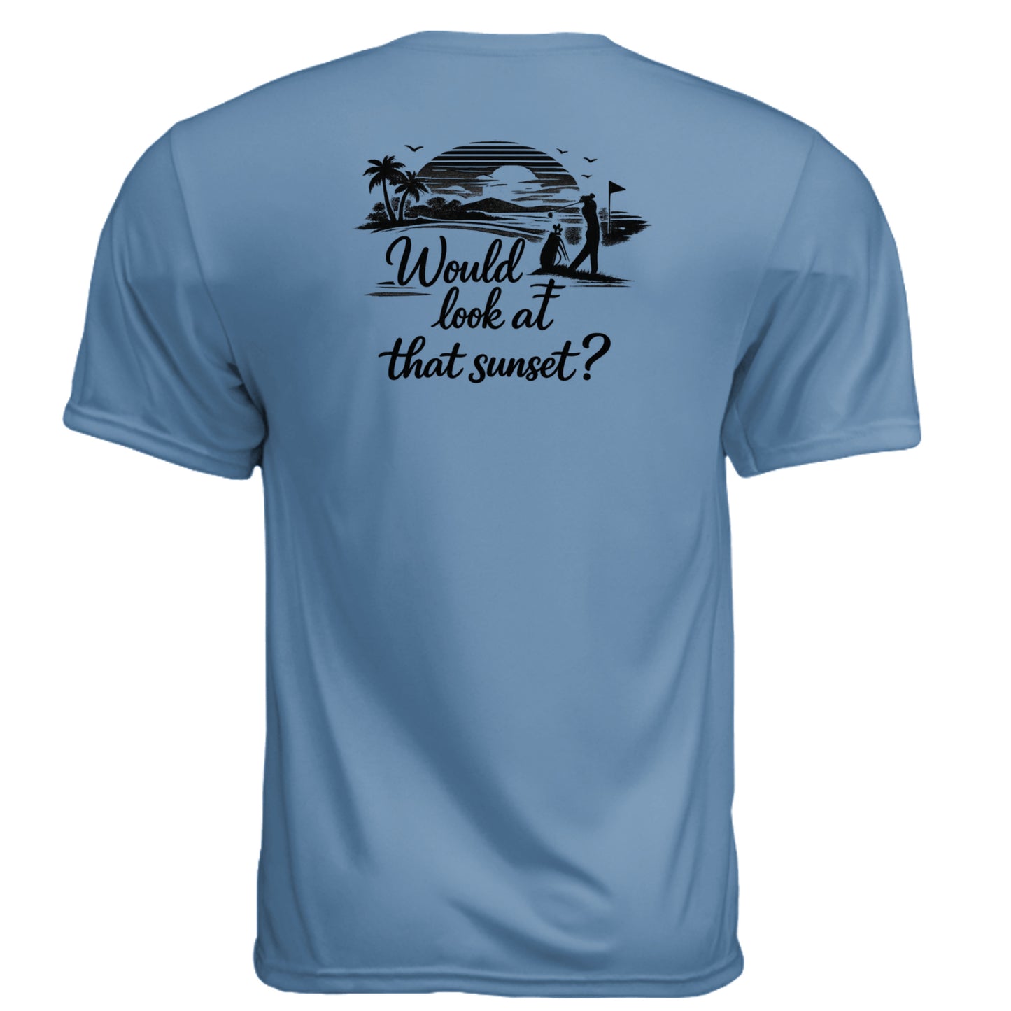Look at That Sunset Vintage Golf Shirt – Moisture-Wicking Tee back design from Clubbage