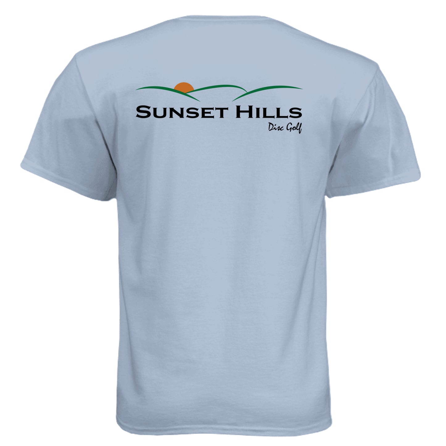 Sunset Hills Disc Golf Custom Golf Shirt – Soft Tri-Blend Tee back design from Clubbage