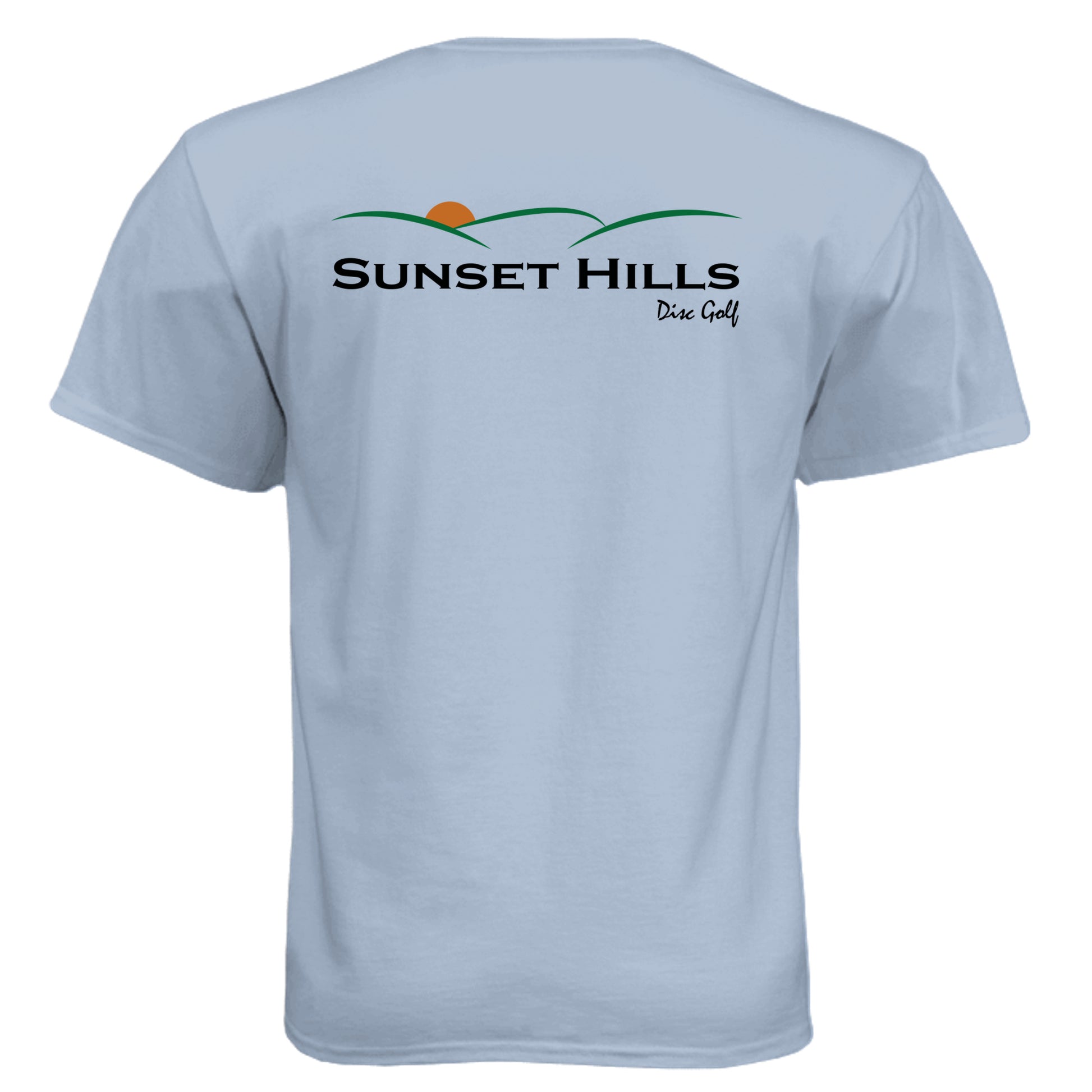 Sunset Hills Disc Golf Custom Golf Shirt – Soft Tri-Blend Tee back design from Clubbage