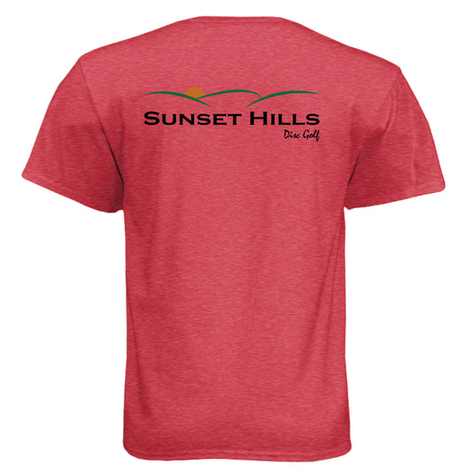 Sunset Hills Disc Golf Custom Golf Shirt – Soft Tri-Blend Tee back design from Clubbage