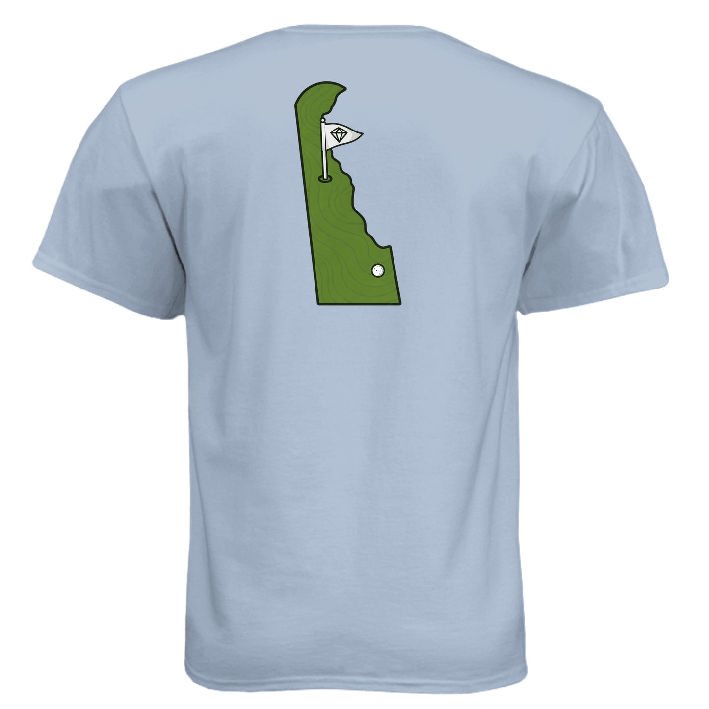 Your State Pride – Delaware Golf Shirt – Soft Tri-Blend Tee back design, Delaware state pride golf shirt from Clubbage