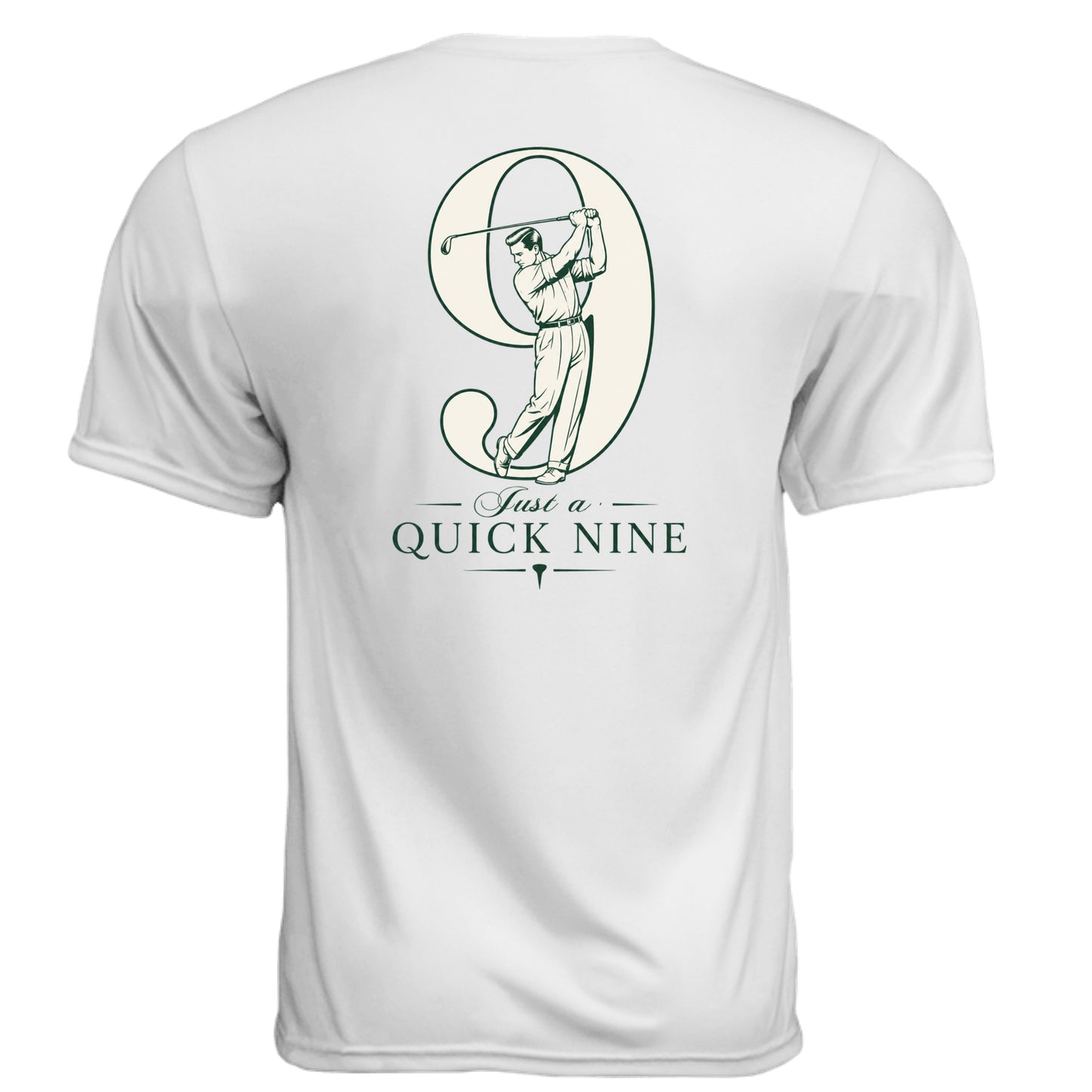 Quick Nine Vintage Golf Shirt – Moisture-Wicking Tee back design from Clubbage
