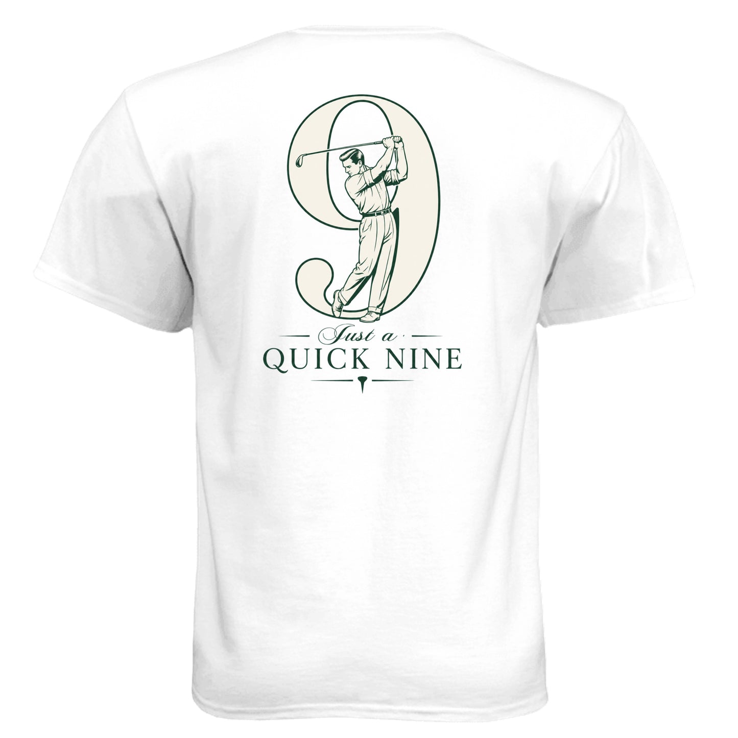 Quick Nine Vintage Golf Shirt – Soft Tri-Blend Tee back design from Clubbage