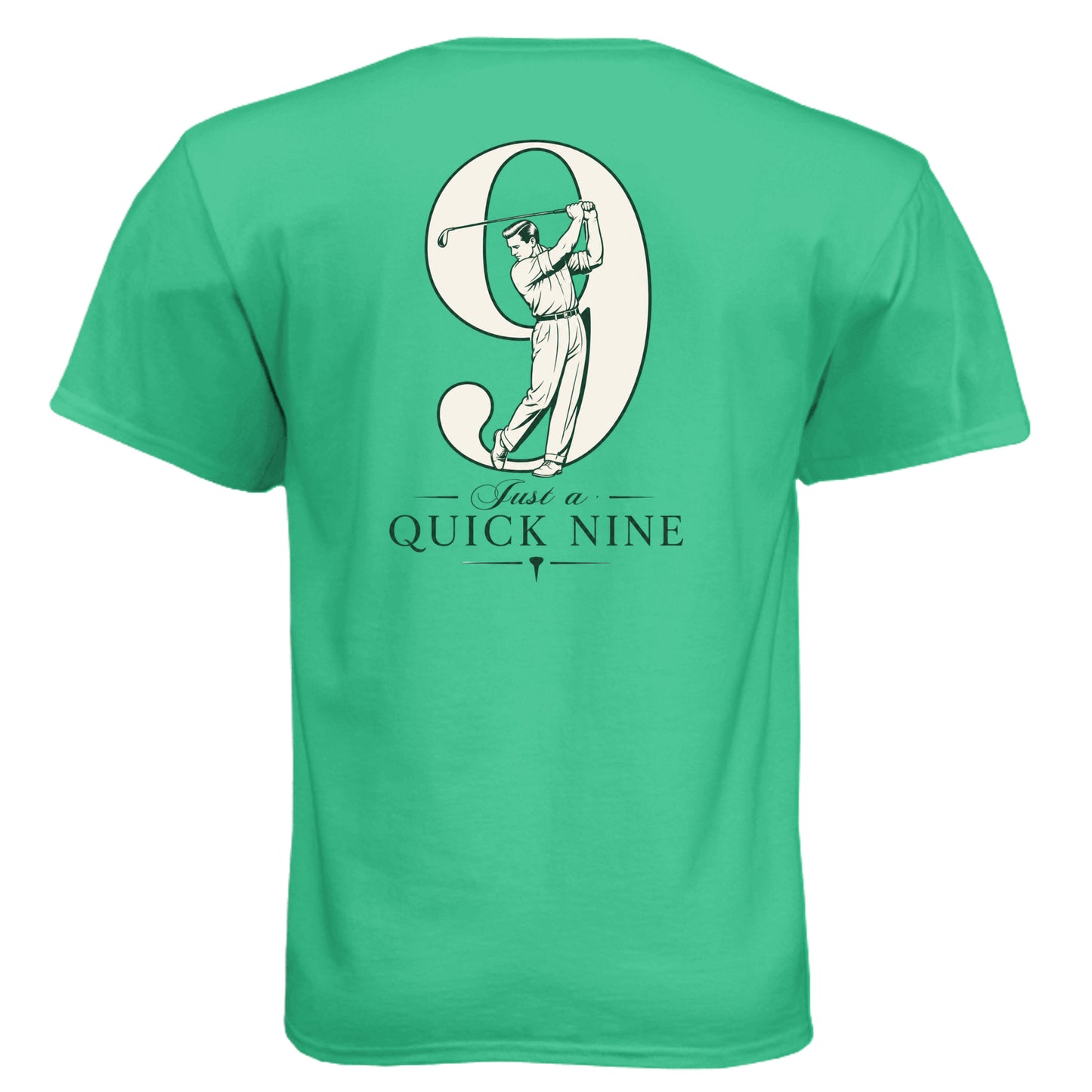 Quick Nine Vintage Golf Shirt – Soft Tri-Blend Tee back design from Clubbage