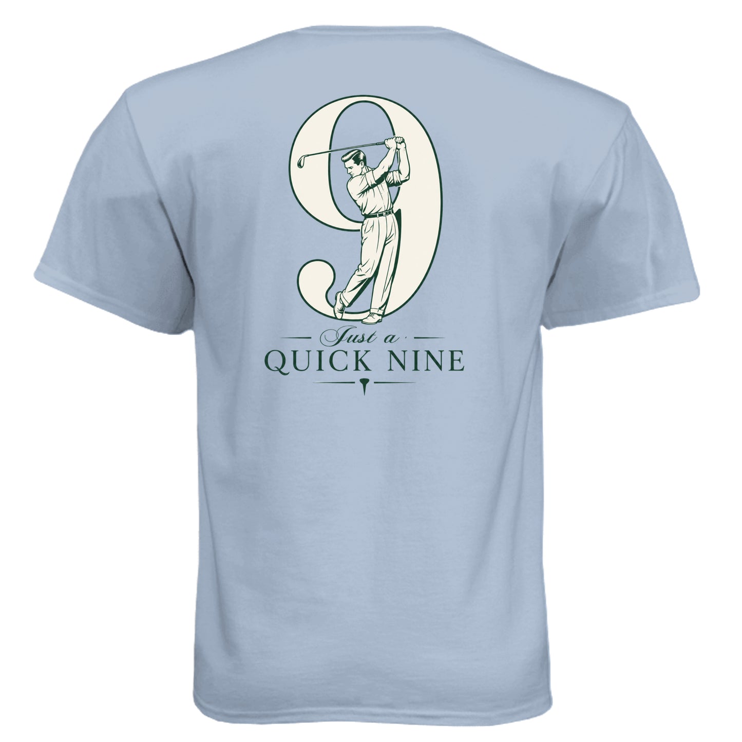 Quick Nine Vintage Golf Shirt – Soft Tri-Blend Tee back design from Clubbage