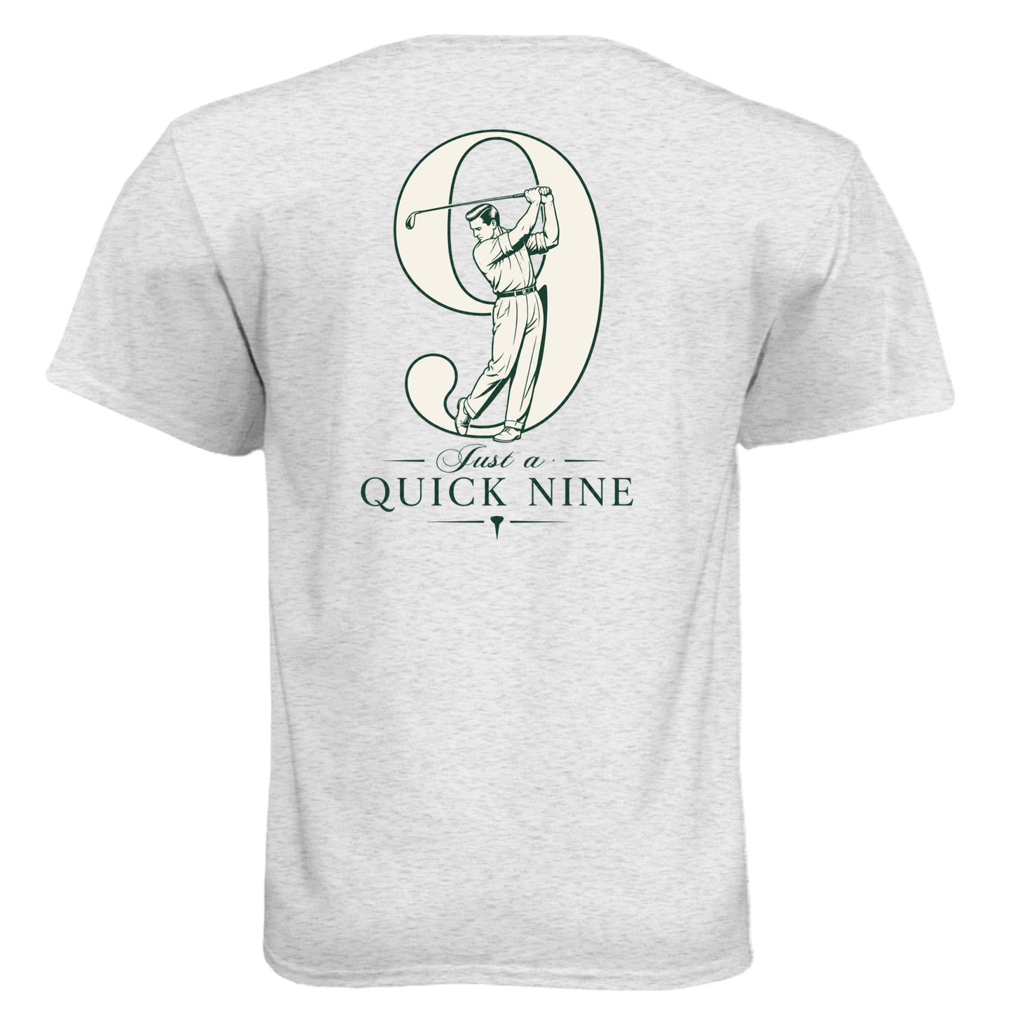 Quick Nine Vintage Golf Shirt – Soft Tri-Blend Tee back design from Clubbage