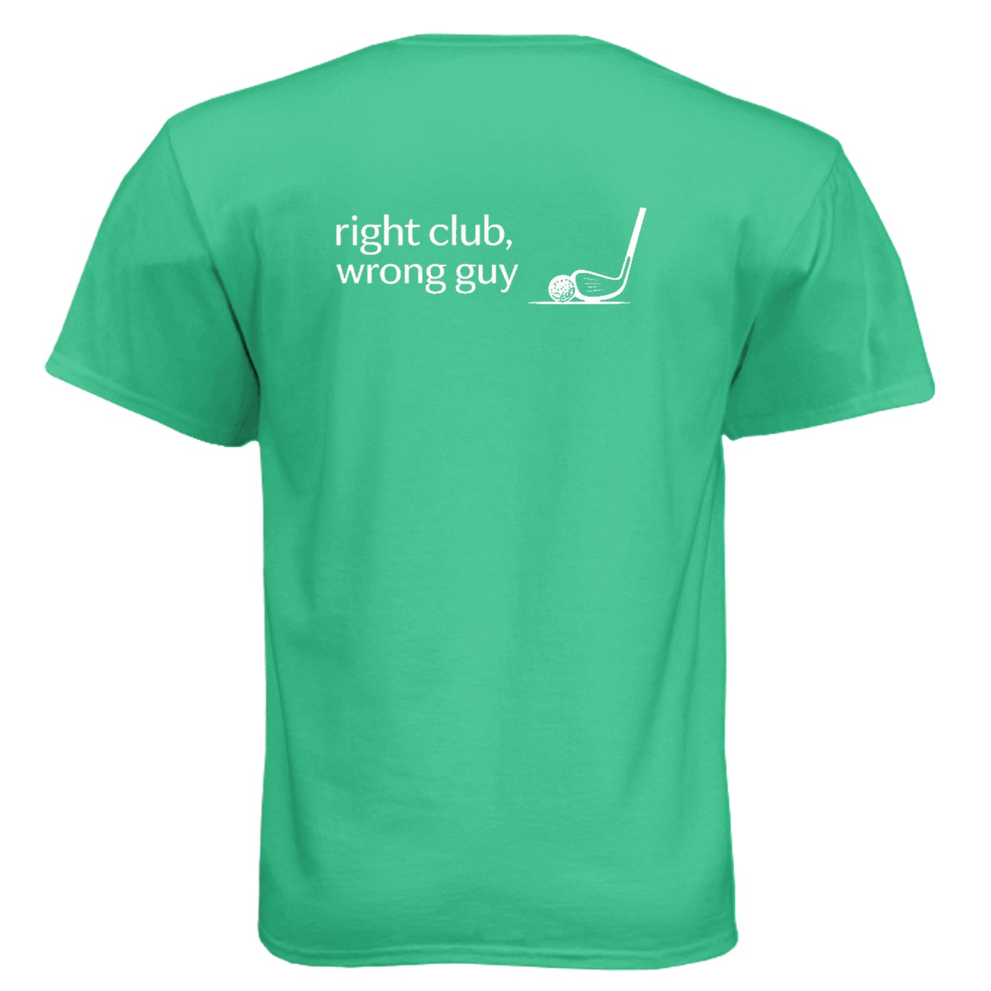 Right Club Wrong Guy Funny Golf Shirt – Soft Tri-Blend Tee back design from Clubbage