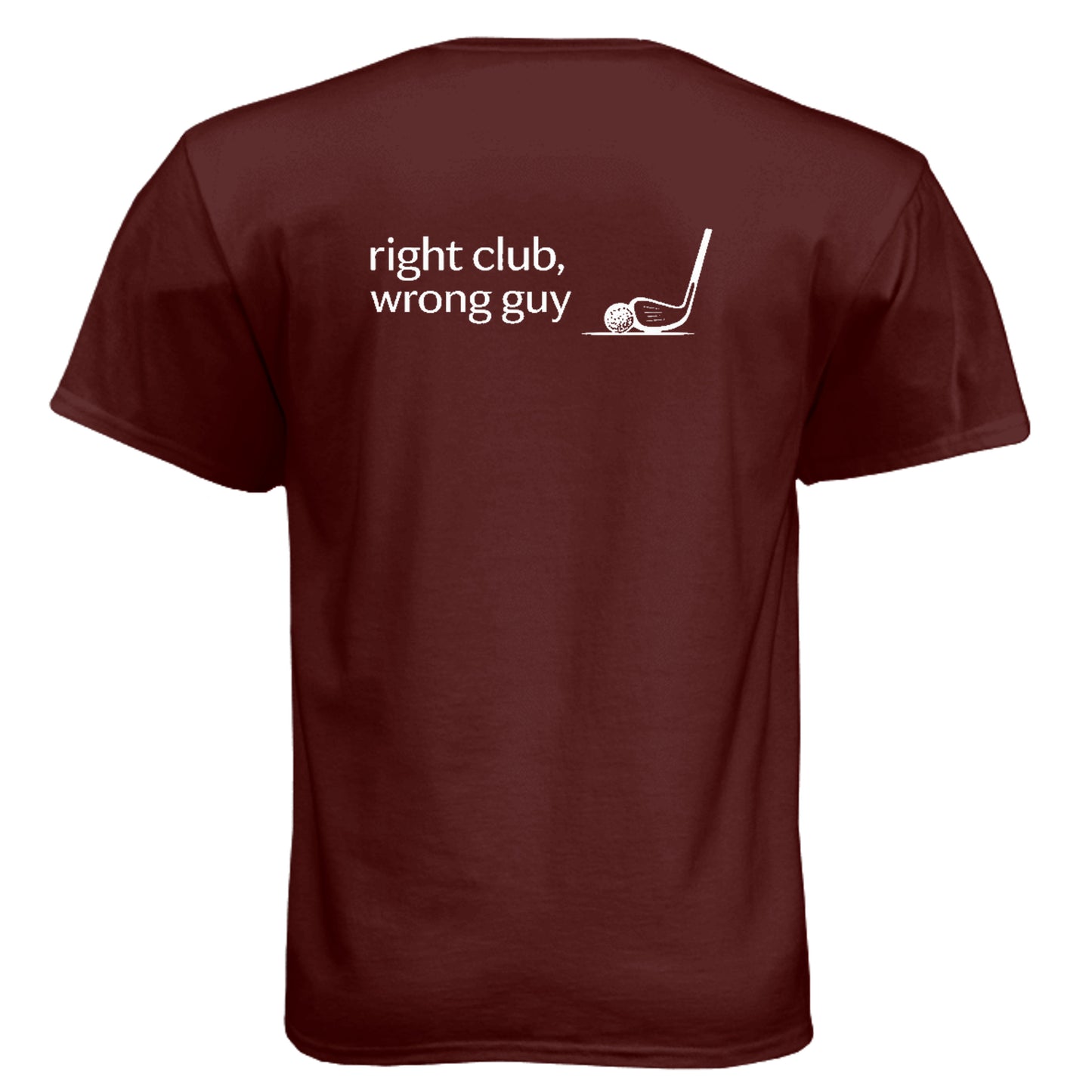 Right Club Wrong Guy Funny Golf Shirt – Soft Tri-Blend Tee back design from Clubbage