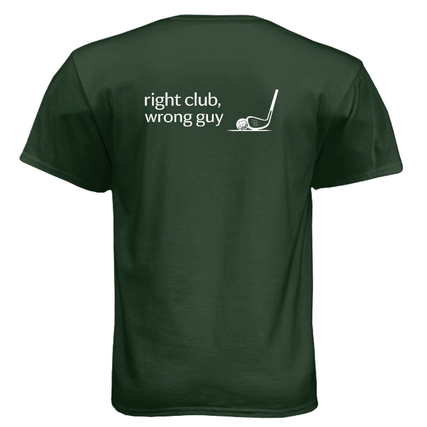 Right Club Wrong Guy Funny Golf Shirt – Soft Tri-Blend Tee back design from Clubbage