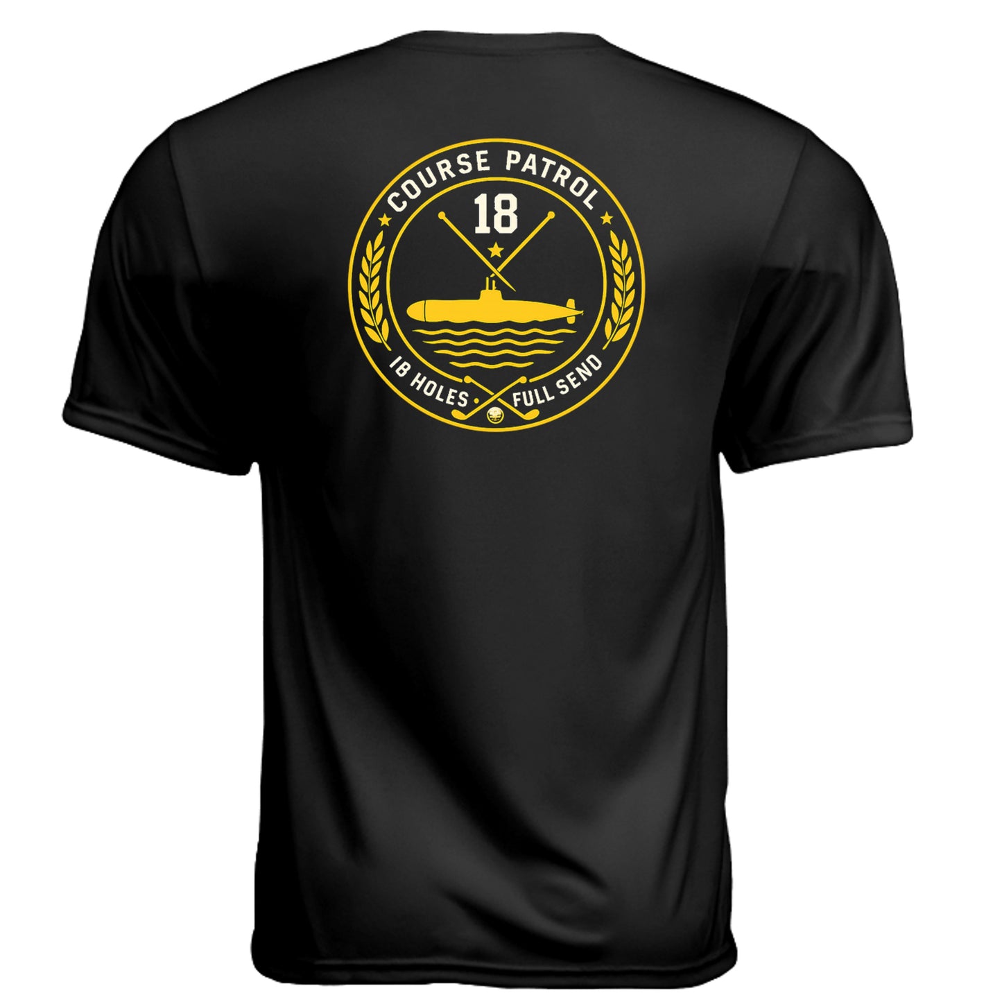 Navy Full Send Patriotic Golf Shirt – Moisture-Wicking Tee back design from Clubbage
