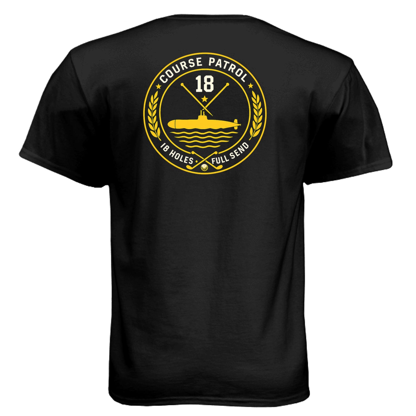 Navy Full Send Patriotic Golf Shirt – Soft Tri-Blend Tee back design from Clubbage