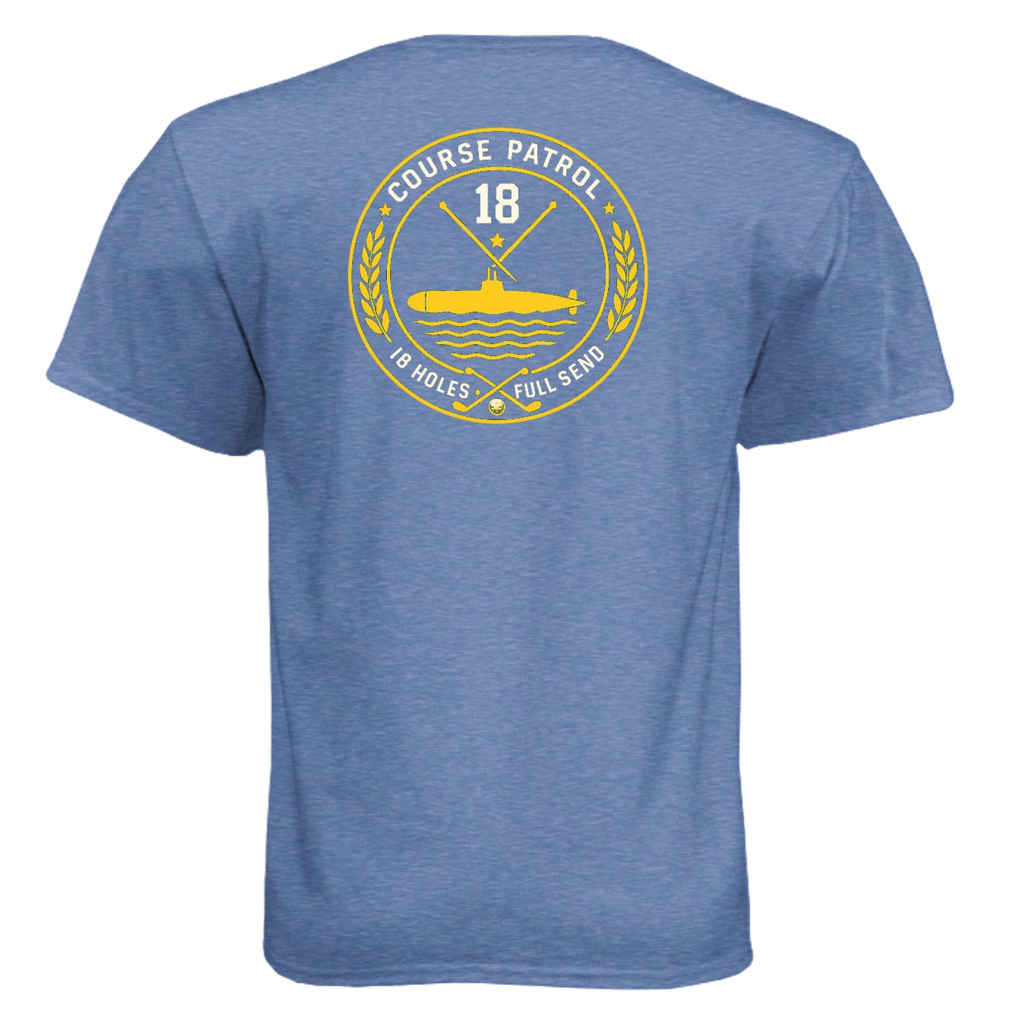Navy Full Send Patriotic Golf Shirt – Soft Tri-Blend Tee back design from Clubbage