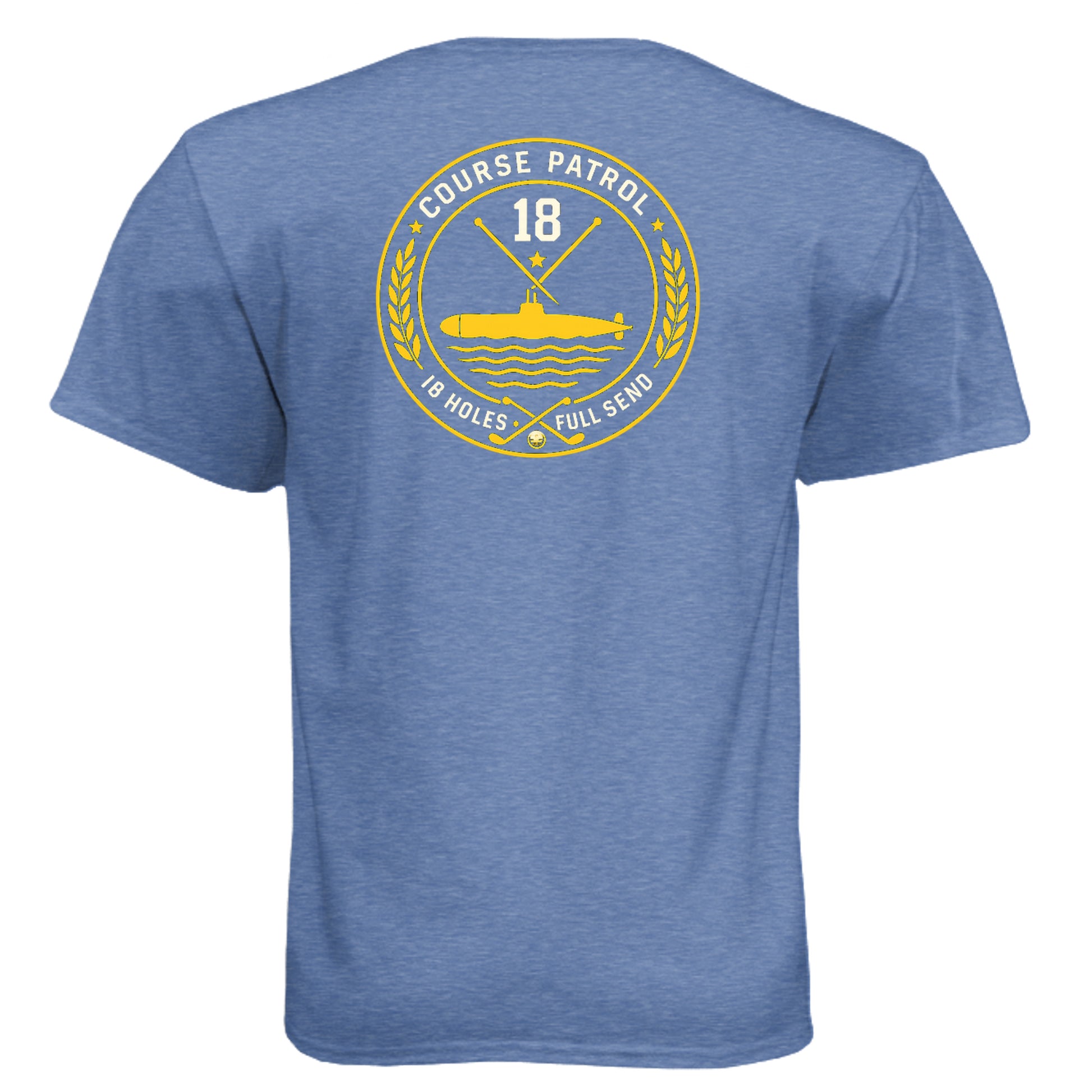 Navy Full Send Patriotic Golf Shirt – Soft Tri-Blend Tee back design from Clubbage
